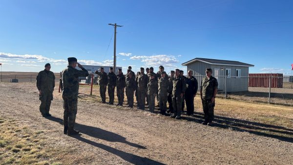 Antreten mit der TaskForce MedABCSch auf dem Übungsgelände 2025 in Suffield, Kanada