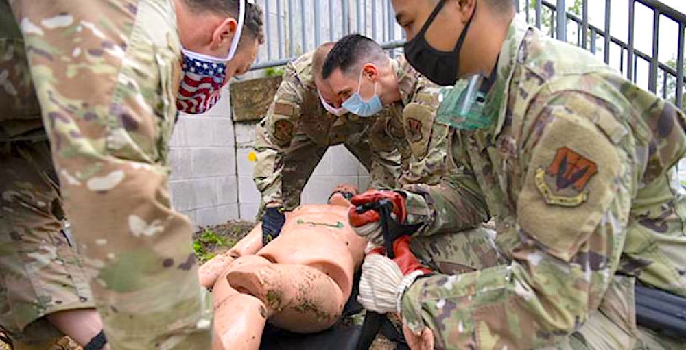 Die Florida Air National Guard, 125. Medical Group Detachment 1, übt im Camp Blanding, Florida, die Triage. Foto: US-Air Force / Senior Airman Cole Benjamin)