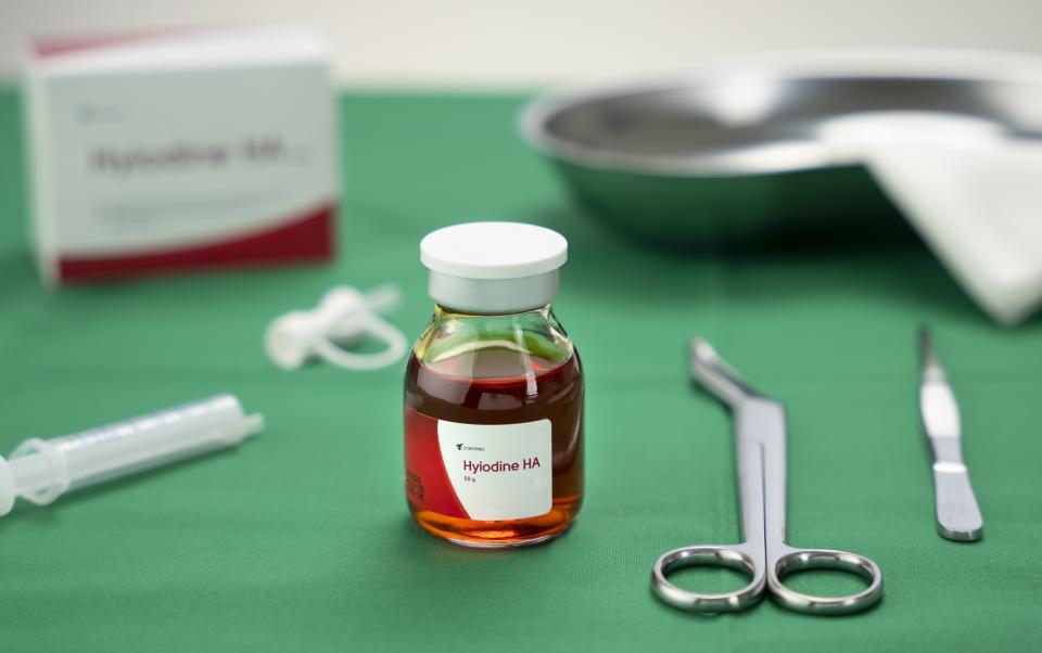 Viskoses Fluid aus Hyaluronsäure und Jod-Komplex