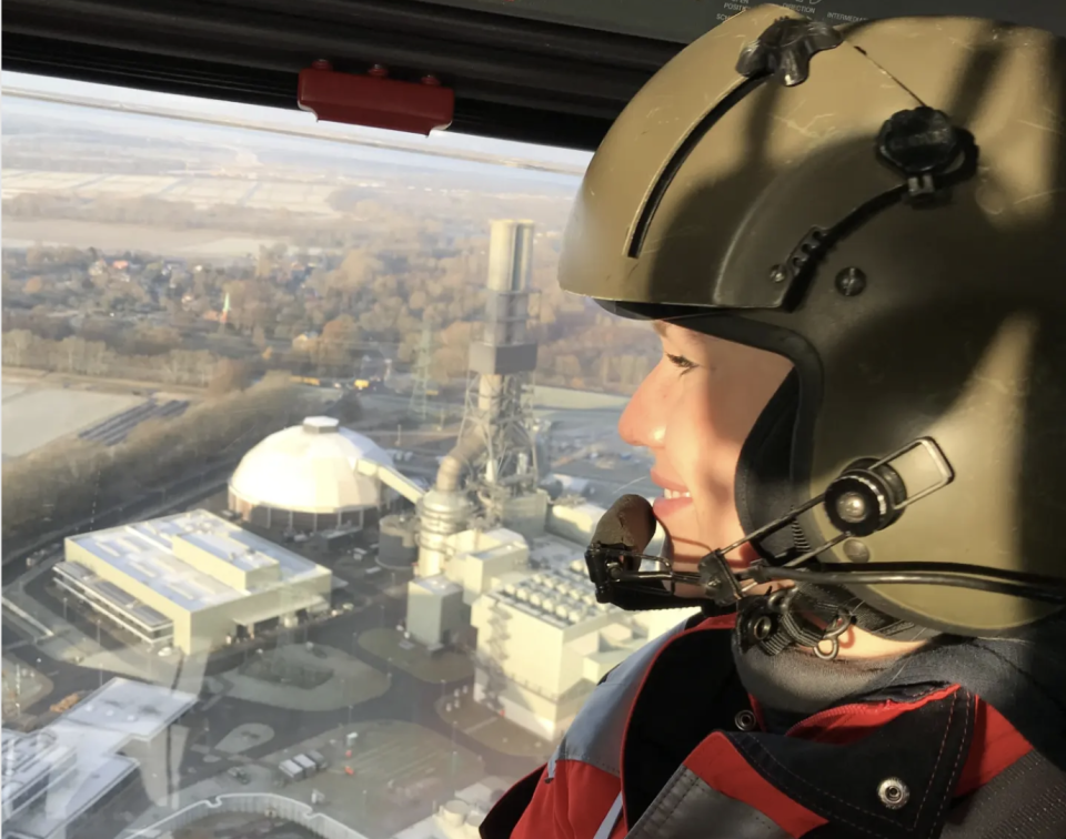Blick aus dem Rettungshubschrauber Christoph-29 während eines Einsatzes
