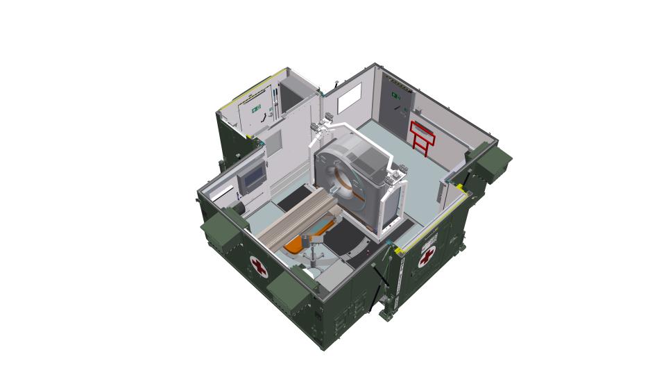 Eine Grafik des CT-Containers. Fast vollständig füllt das CT-Gerät den...