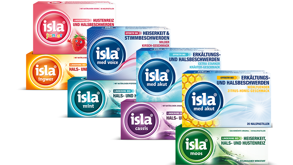 isla med akut, akut Zitrus-Honig, isla med voice, isla moos, ingwer, cassis,...