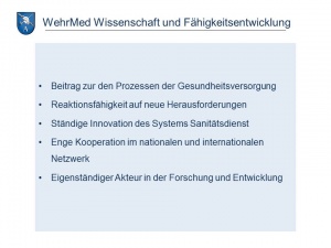 Abb. 4 Aufgaben Wehrmedizinische Wissenschaft und Fähigkeitsentwicklung