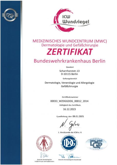 ICW Wundsiegel des Wundzentrums Dermatologie und Gefäßchirurgie des BwKrhs...